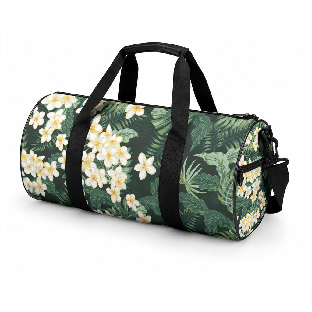 Hawaii Plumeria Tropical Leaves Duffle Bag Monstera Calathea Palm Fronds