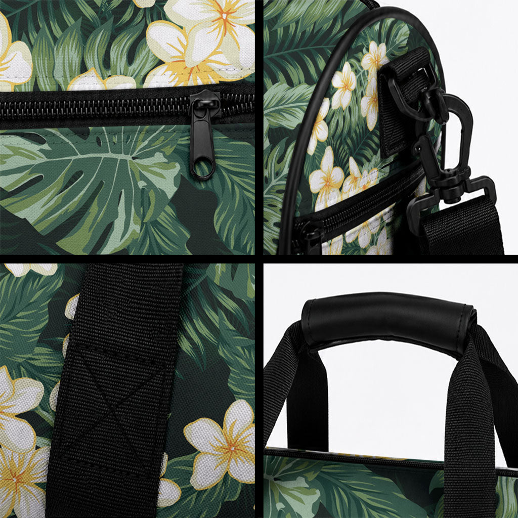 Hawaii Plumeria Tropical Leaves Duffle Bag Monstera Calathea Palm Fronds