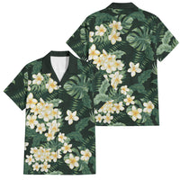 Hawaii Plumeria Tropical Leaves Family Matching Off Shoulder Maxi Dress and Hawaiian Shirt Monstera Calathea Palm Fronds