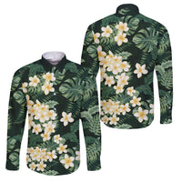 Hawaii Plumeria Tropical Leaves Family Matching Off Shoulder Short Dress and Hawaiian Shirt Monstera Calathea Palm Fronds