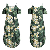 Hawaii Plumeria Tropical Leaves Family Matching Summer Maxi Dress and Hawaiian Shirt Monstera Calathea Palm Fronds