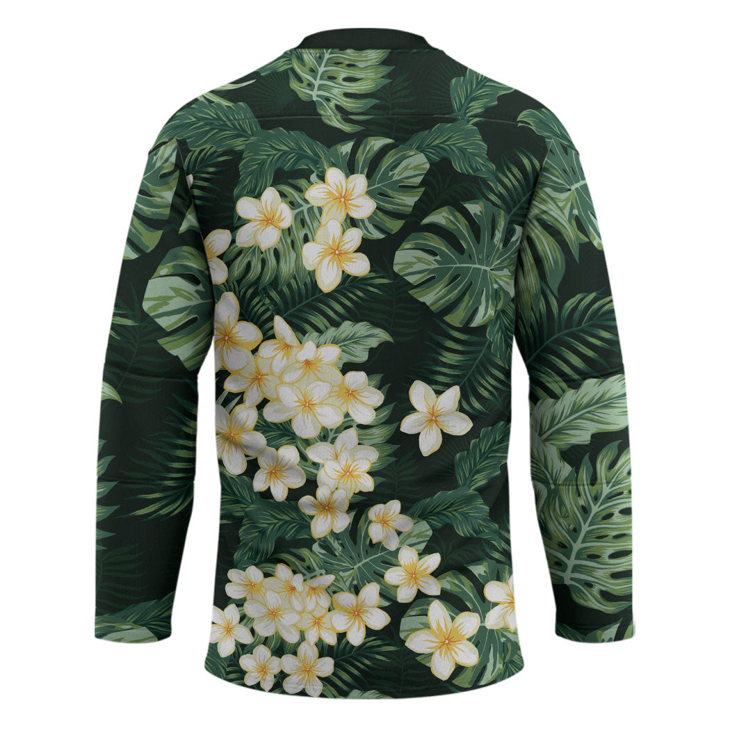 Hawaii Plumeria Tropical Leaves Hockey Jersey Monstera Calathea Palm Fronds