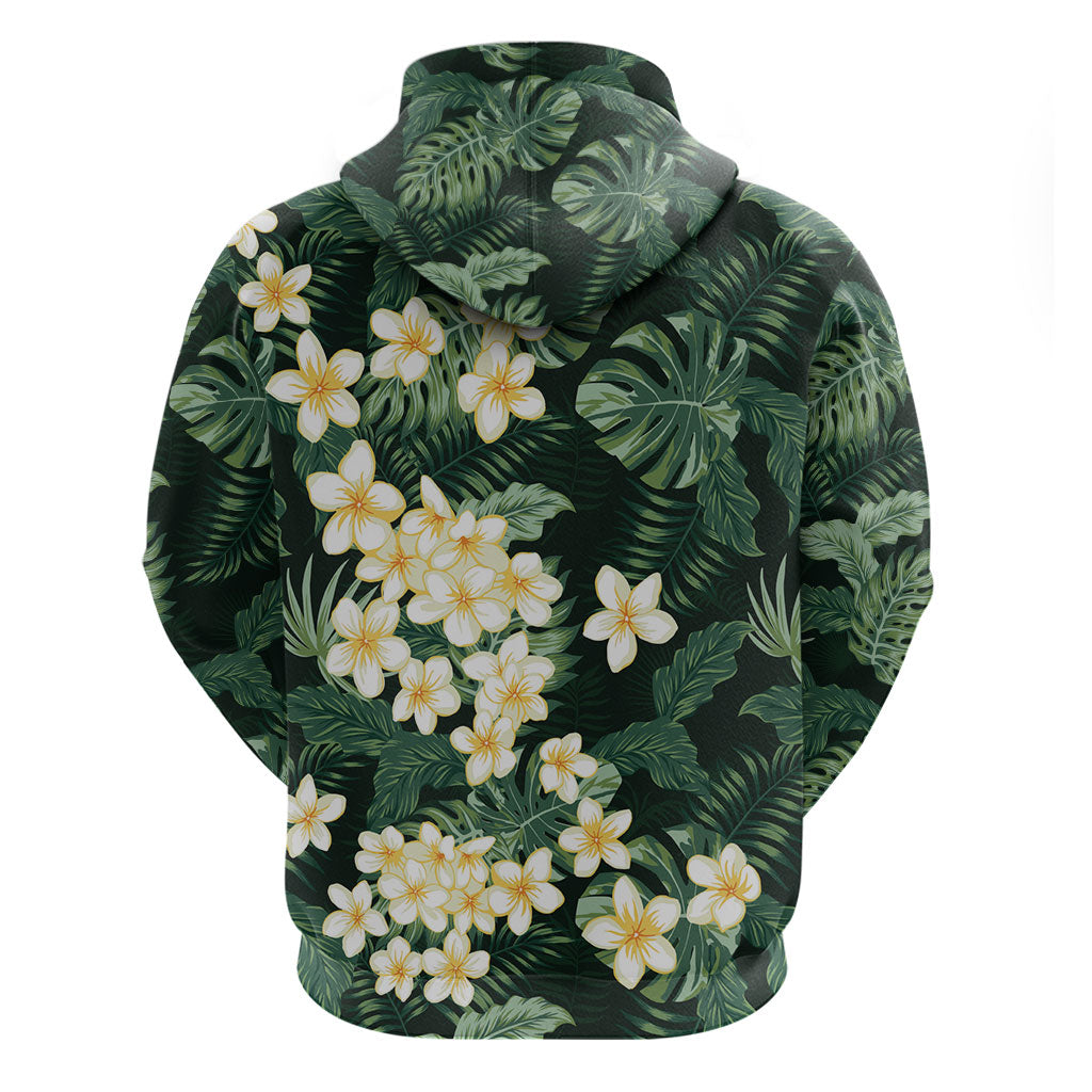 Hawaii Plumeria Tropical Leaves Hoodie Monstera Calathea Palm Fronds
