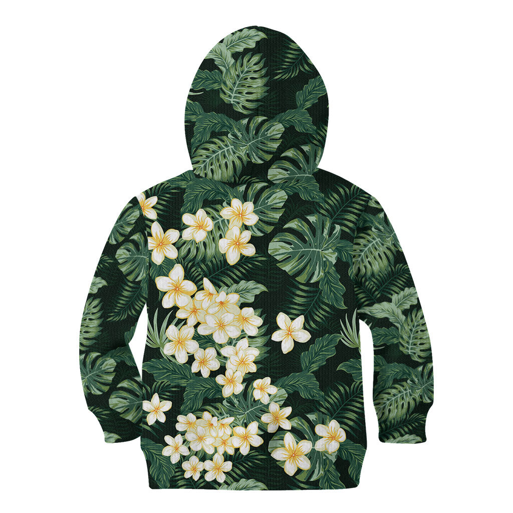 Hawaii Plumeria Tropical Leaves Kid Hoodie Monstera Calathea Palm Fronds