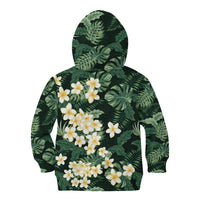 Hawaii Plumeria Tropical Leaves Kid Hoodie Monstera Calathea Palm Fronds