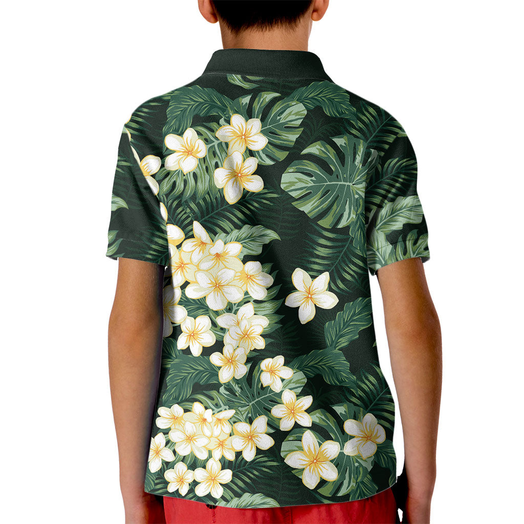 Hawaii Plumeria Tropical Leaves Kid Polo Shirt Monstera Calathea Palm Fronds