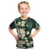Hawaii Plumeria Tropical Leaves Kid T Shirt Monstera Calathea Palm Fronds
