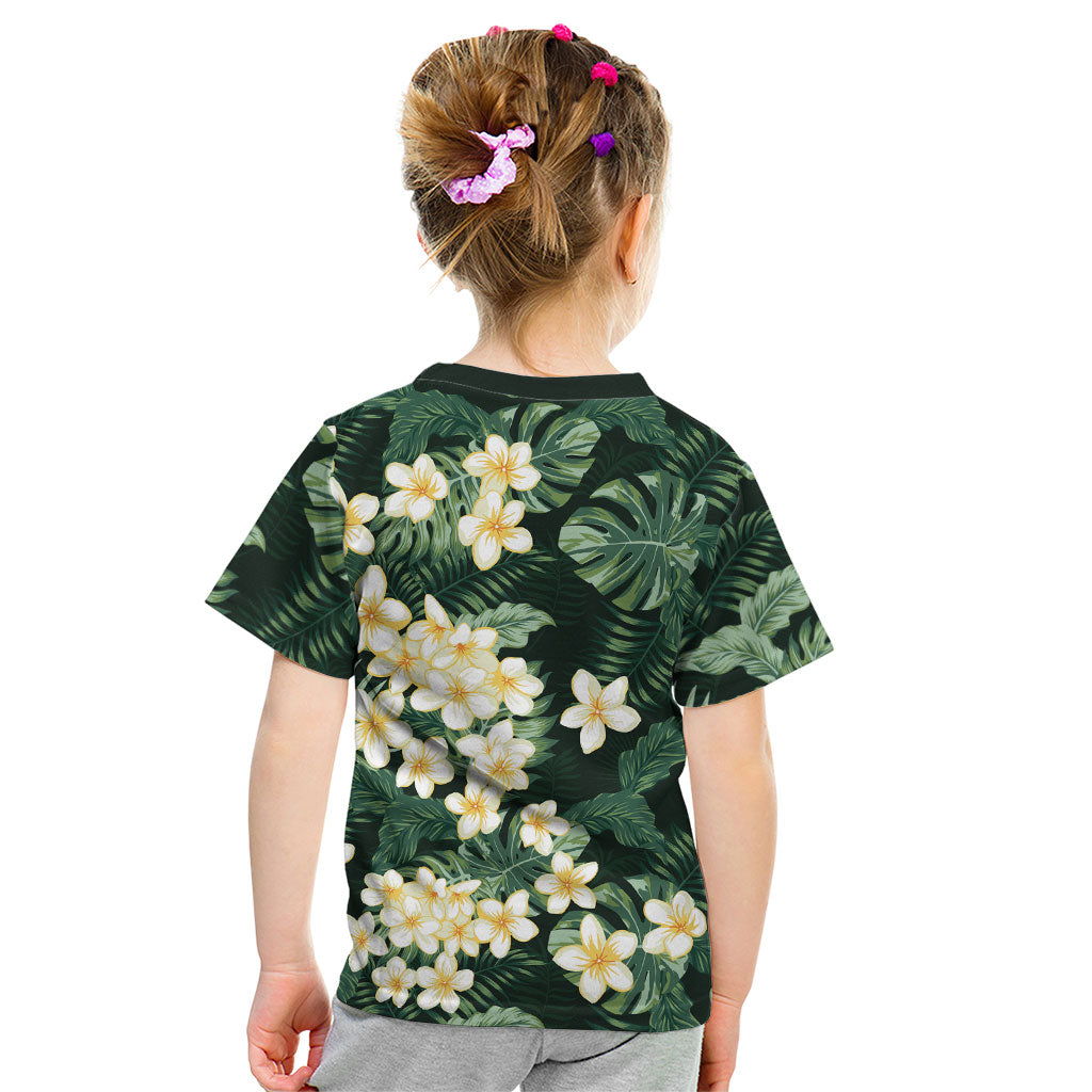 Hawaii Plumeria Tropical Leaves Kid T Shirt Monstera Calathea Palm Fronds