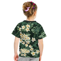 Hawaii Plumeria Tropical Leaves Kid T Shirt Monstera Calathea Palm Fronds
