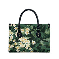Hawaii Plumeria Tropical Leaves Leather Bag Monstera Calathea Palm Fronds