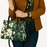 Hawaii Plumeria Tropical Leaves Leather Bag Monstera Calathea Palm Fronds