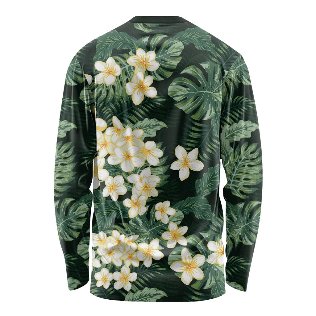 Hawaii Plumeria Tropical Leaves Long Sleeve Shirt Monstera Calathea Palm Fronds