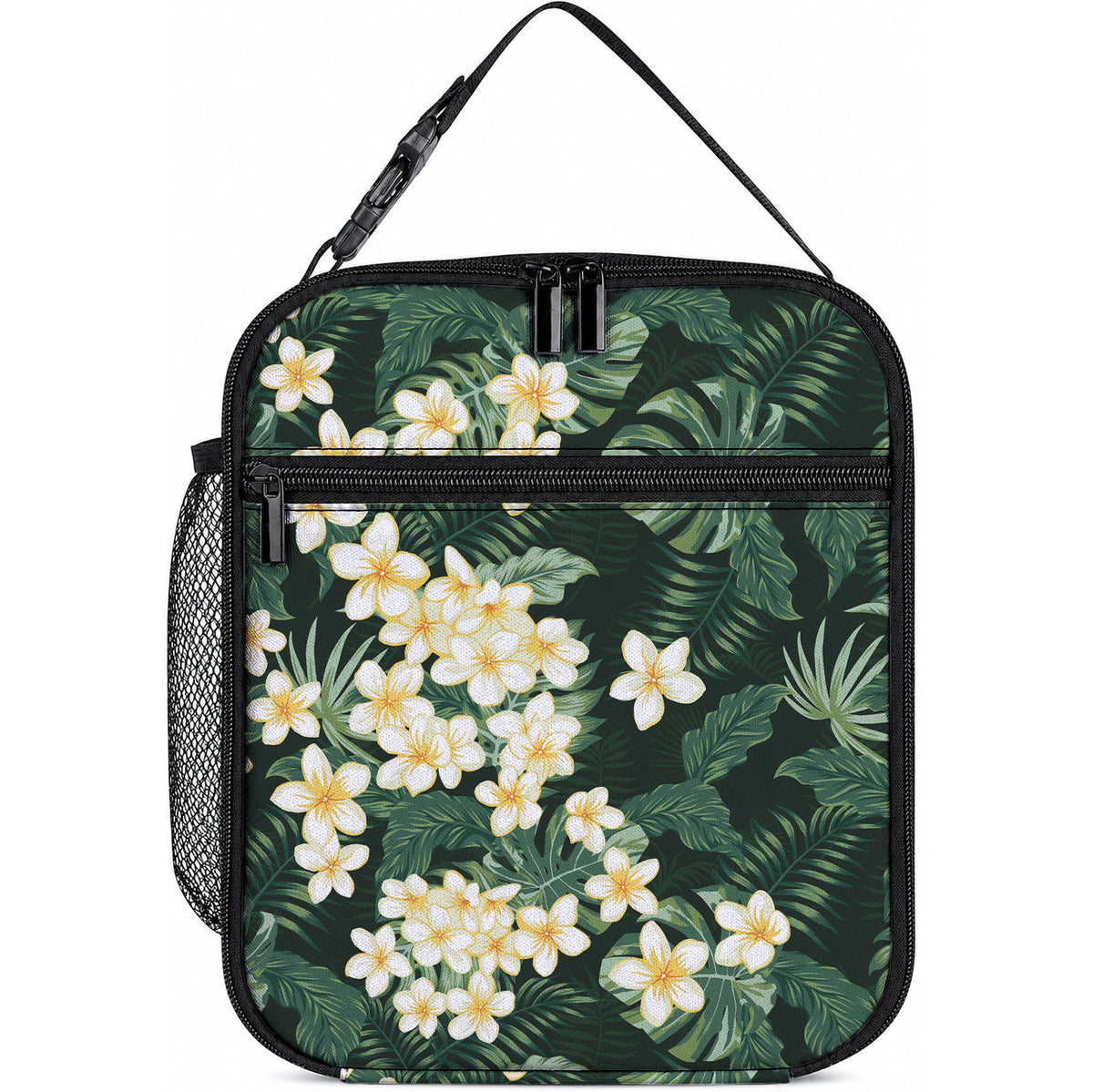 Hawaii Plumeria Tropical Leaves Lunch Bag Monstera Calathea Palm Fronds