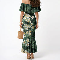 Hawaii Plumeria Tropical Leaves Mermaid Dress Monstera Calathea Palm Fronds