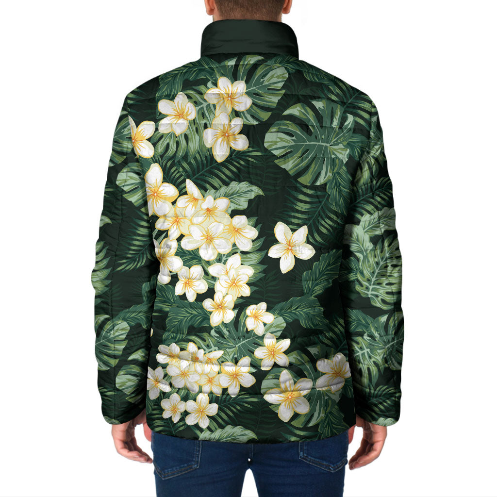 Hawaii Plumeria Tropical Leaves Padded Jacket Monstera Calathea Palm Fronds