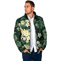 Hawaii Plumeria Tropical Leaves Padded Jacket Monstera Calathea Palm Fronds