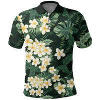 Hawaii Plumeria Tropical Leaves Polo Shirt Monstera Calathea Palm Fronds