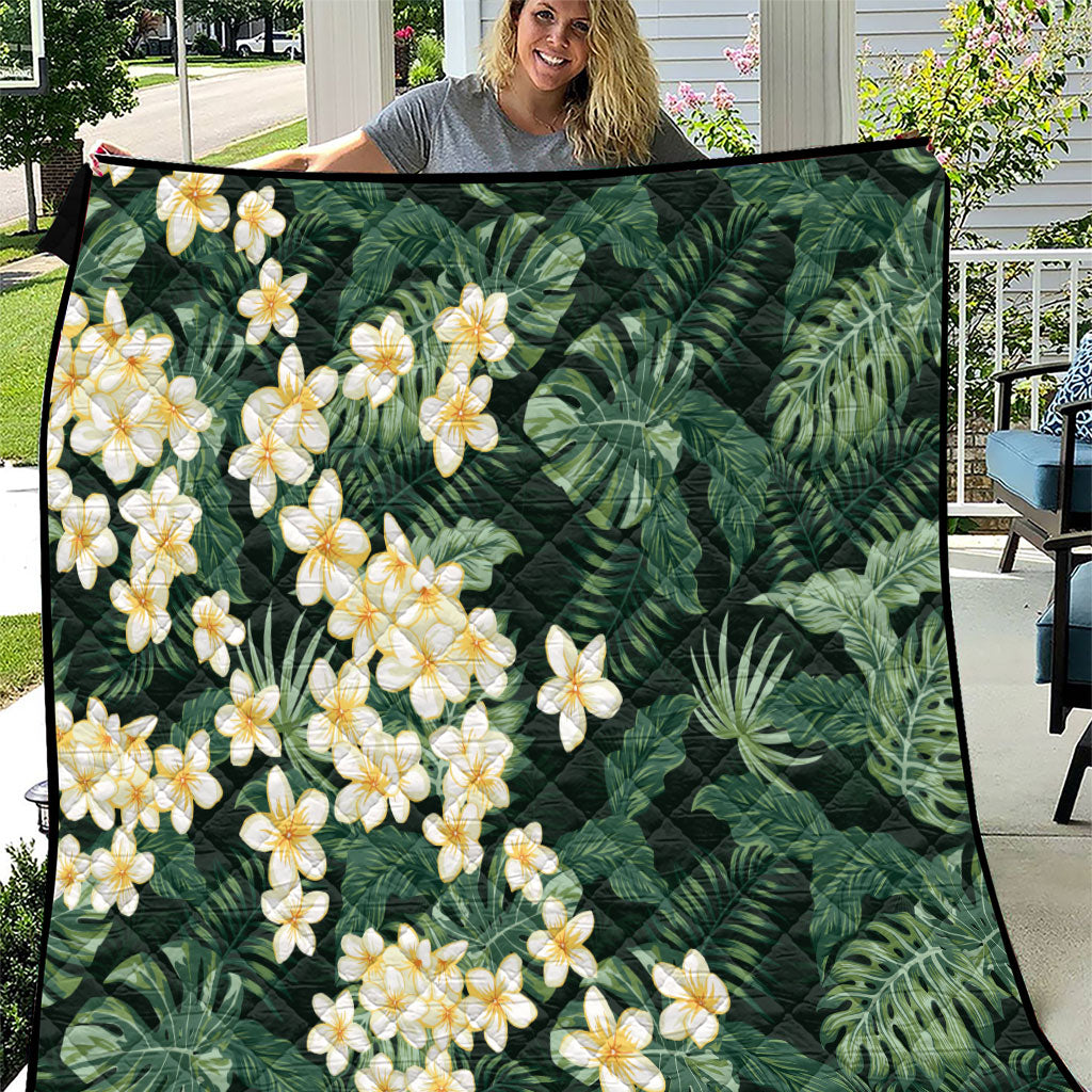 Hawaii Plumeria Tropical Leaves Quilt Monstera Calathea Palm Fronds