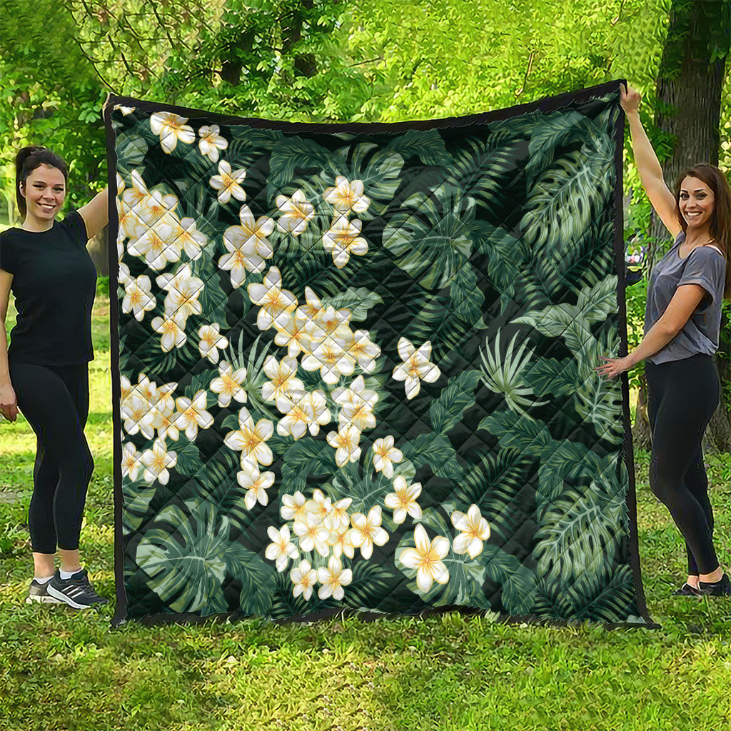 Hawaii Plumeria Tropical Leaves Quilt Monstera Calathea Palm Fronds