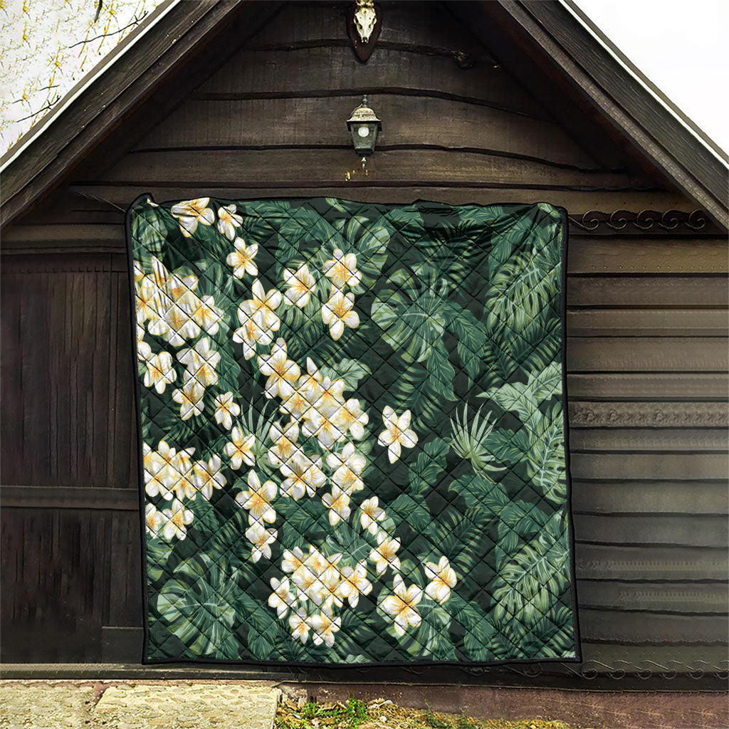 Hawaii Plumeria Tropical Leaves Quilt Monstera Calathea Palm Fronds