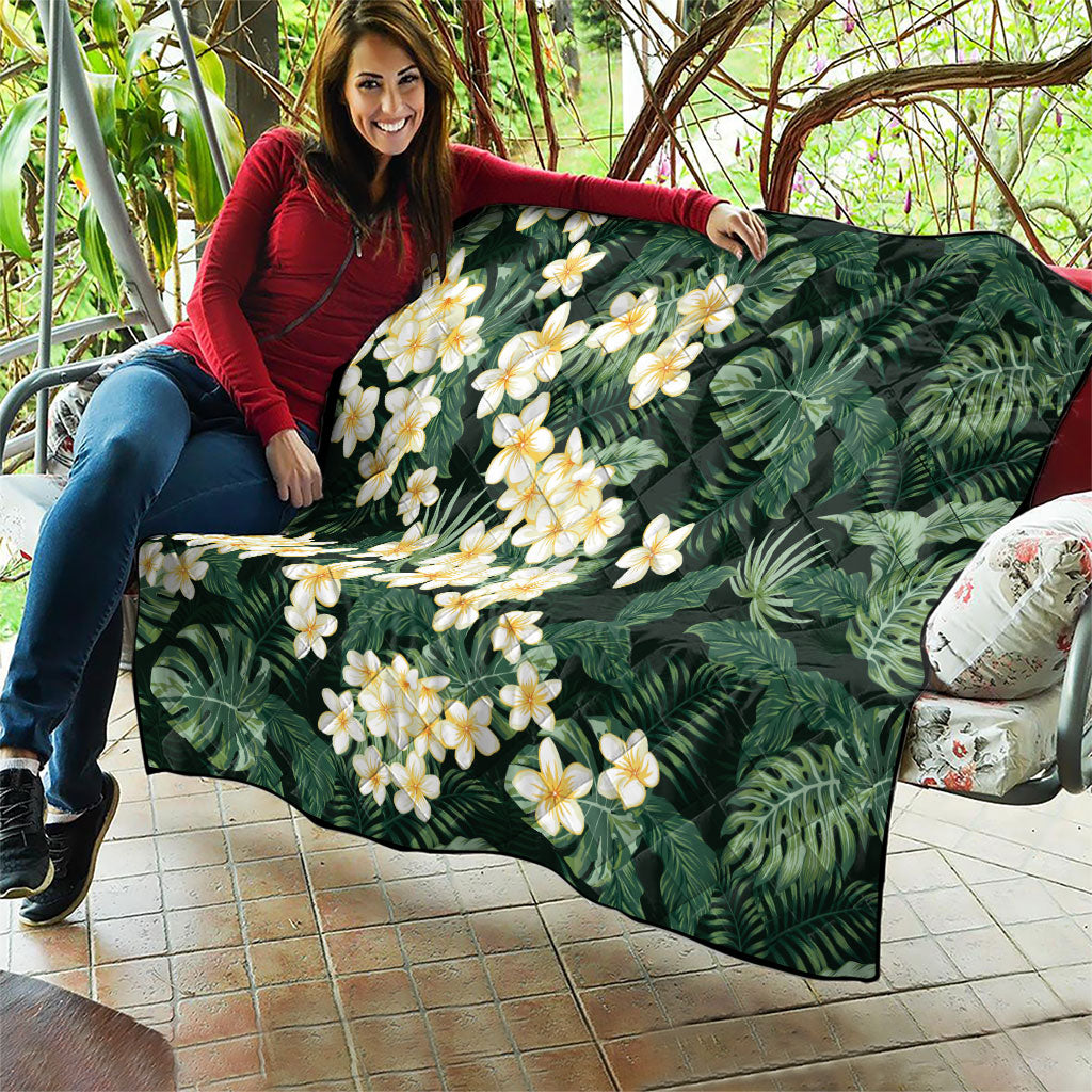 Hawaii Plumeria Tropical Leaves Quilt Monstera Calathea Palm Fronds