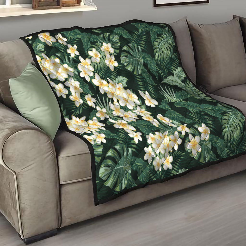 Hawaii Plumeria Tropical Leaves Quilt Monstera Calathea Palm Fronds
