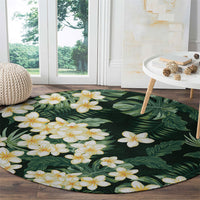 Hawaii Plumeria Tropical Leaves Round Carpet Monstera Calathea Palm Fronds