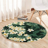 Hawaii Plumeria Tropical Leaves Round Carpet Monstera Calathea Palm Fronds