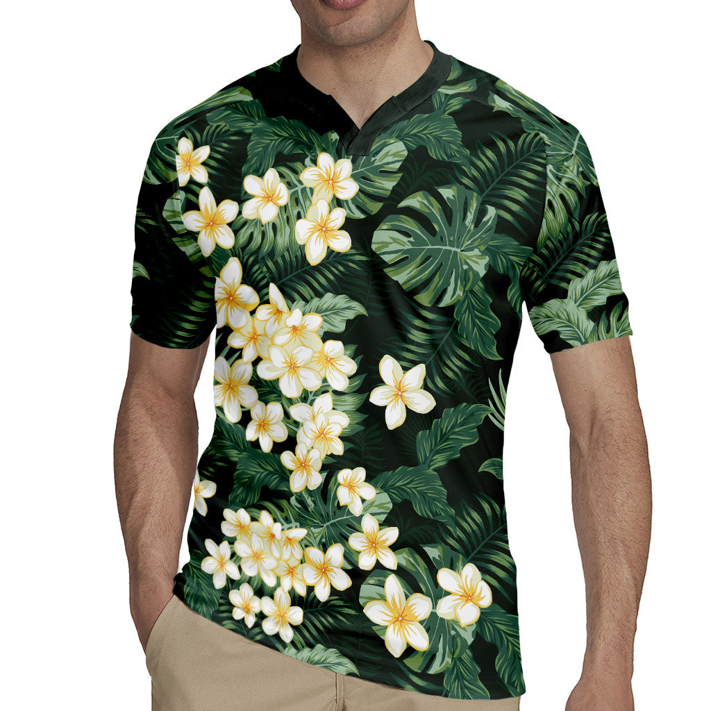 Hawaii Plumeria Tropical Leaves Rugby Jersey Monstera Calathea Palm Fronds