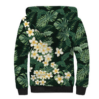 Hawaii Plumeria Tropical Leaves Sherpa Hoodie Monstera Calathea Palm Fronds