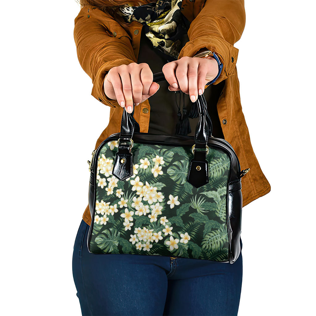 Hawaii Plumeria Tropical Leaves Shoulder Handbag Monstera Calathea Palm Fronds