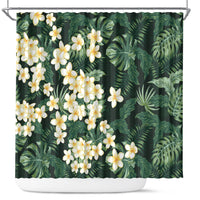 Hawaii Plumeria Tropical Leaves Shower Curtain Monstera Calathea Palm Fronds