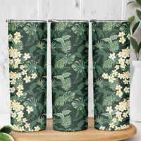 Hawaii Plumeria Tropical Leaves Skinny Tumbler Monstera Calathea Palm Fronds