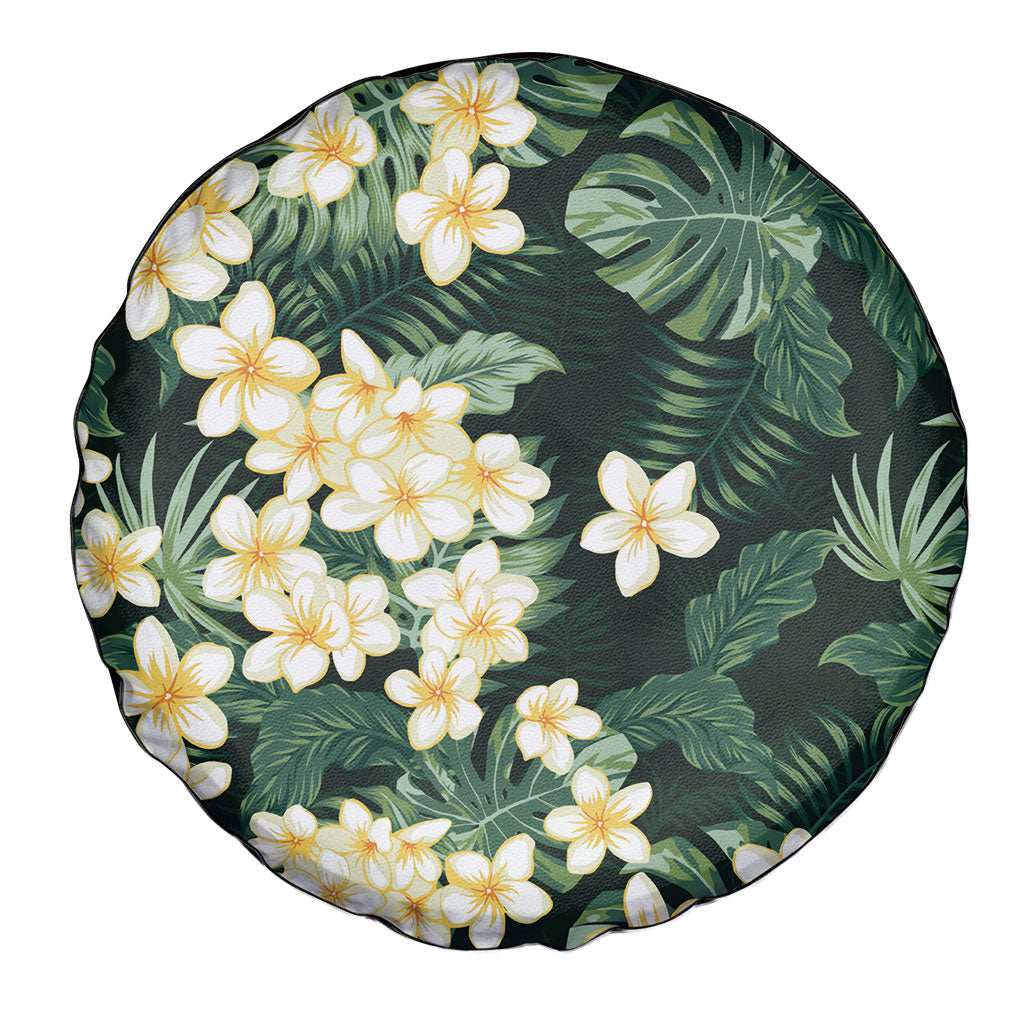 Hawaii Plumeria Tropical Leaves Spare Tire Cover Monstera Calathea Palm Fronds