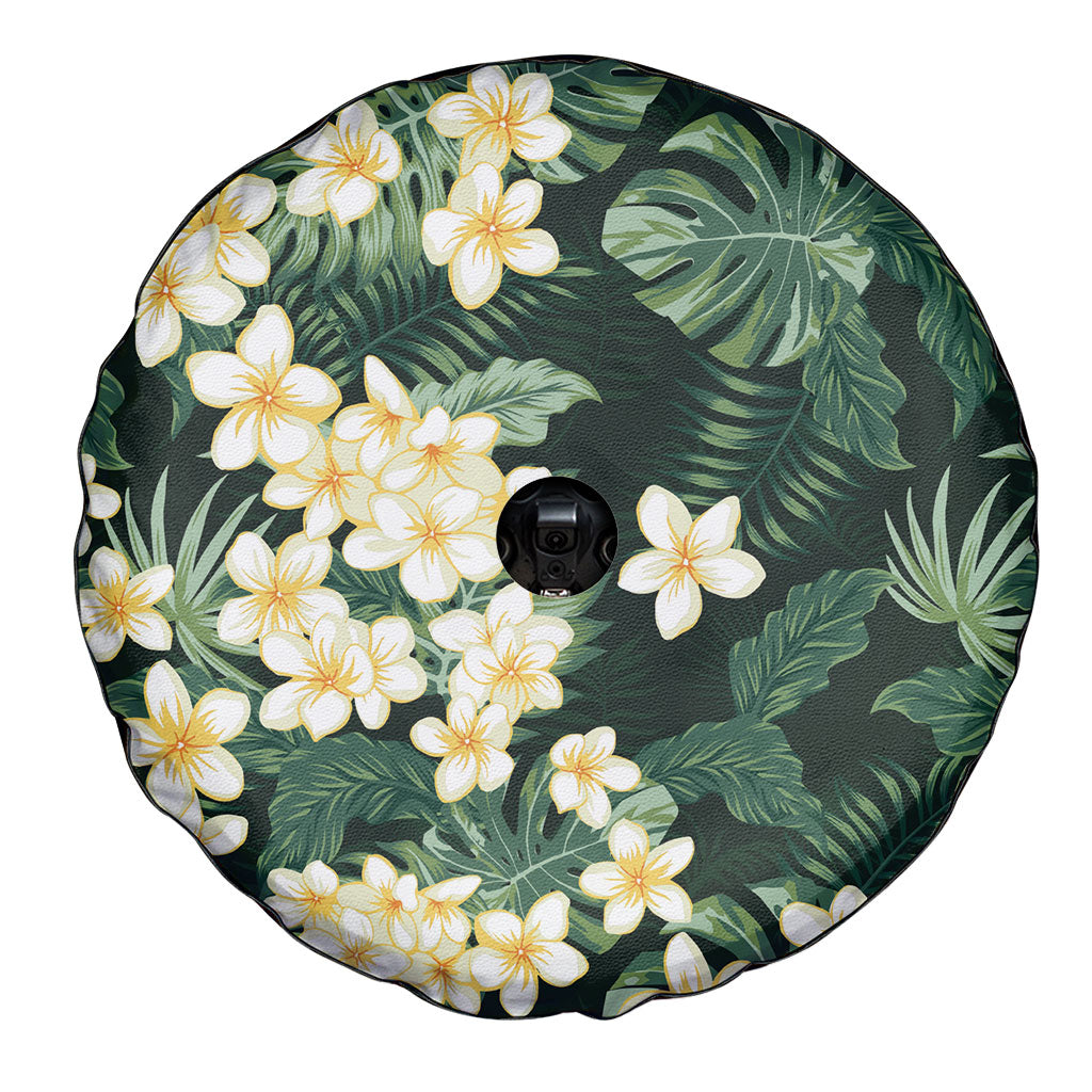 Hawaii Plumeria Tropical Leaves Spare Tire Cover Monstera Calathea Palm Fronds