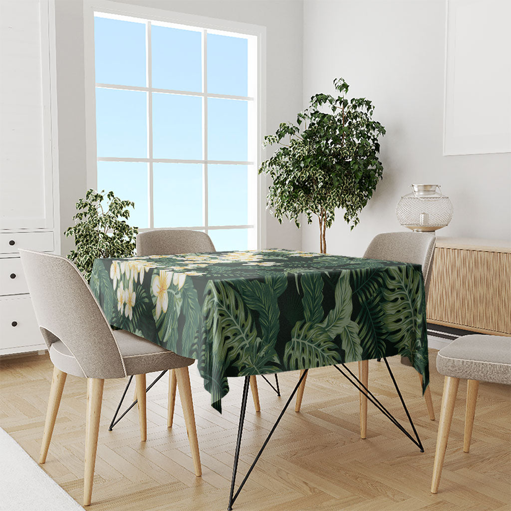 Hawaii Plumeria Tropical Leaves Tablecloth Monstera Calathea Palm Fronds