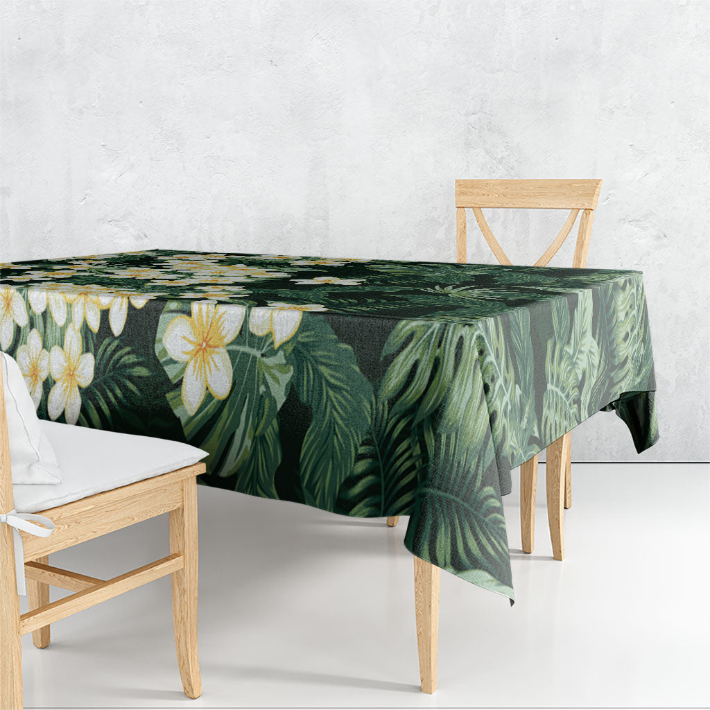 Hawaii Plumeria Tropical Leaves Tablecloth Monstera Calathea Palm Fronds