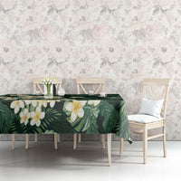 Hawaii Plumeria Tropical Leaves Tablecloth Monstera Calathea Palm Fronds