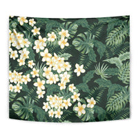 Hawaii Plumeria Tropical Leaves Tapestry Monstera Calathea Palm Fronds