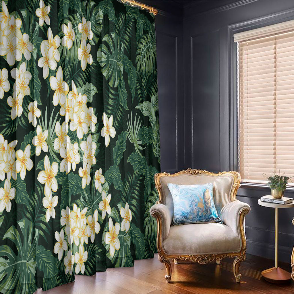 Hawaii Plumeria Tropical Leaves Window Curtain Monstera Calathea Palm Fronds