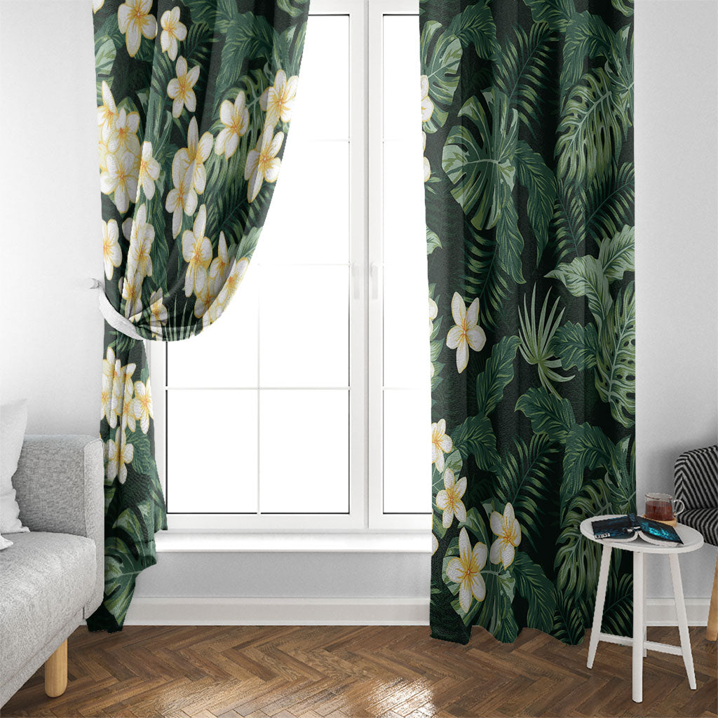 Hawaii Plumeria Tropical Leaves Window Curtain Monstera Calathea Palm Fronds