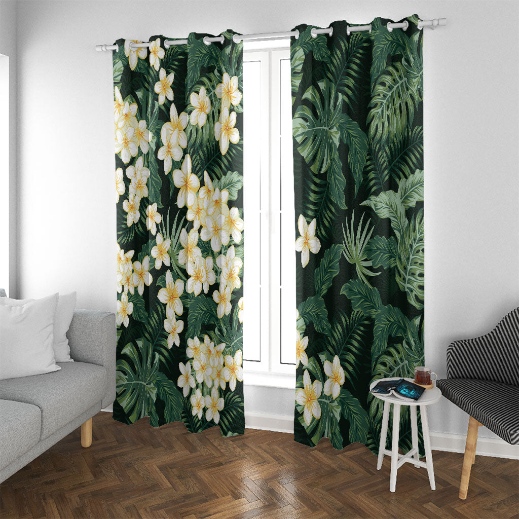 Hawaii Plumeria Tropical Leaves Window Curtain Monstera Calathea Palm Fronds