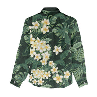 Hawaii Plumeria Tropical Leaves Women Casual Shirt Monstera Calathea Palm Fronds
