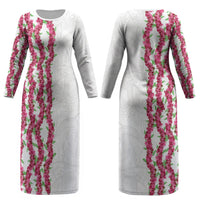 Hawaii Aalii Lei Couples Matching Long Sleeve Bodycon Dress and Long Sleeve Button Shirt Aalii Ku Makani