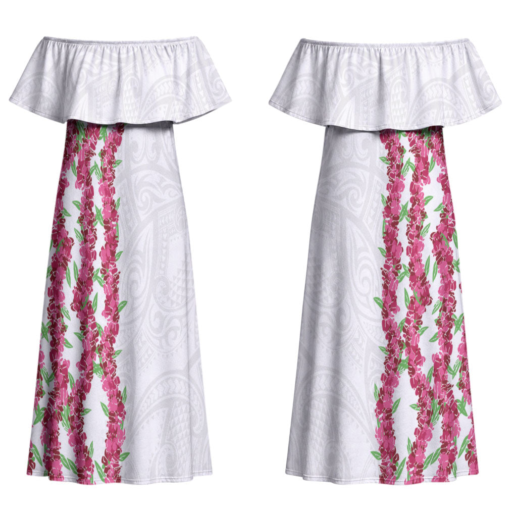 Hawaii Aalii Lei Couples Matching Off Shoulder Maxi Dress and Hawaiian Shirt Aalii Ku Makani