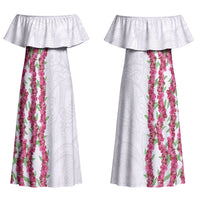 Hawaii Aalii Lei Couples Matching Off Shoulder Maxi Dress and Hawaiian Shirt Aalii Ku Makani
