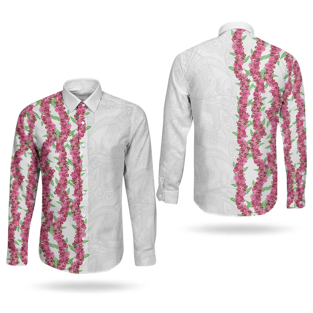 Hawaii Aalii Lei Couples Matching Off Shoulder Short Dress and Long Sleeve Button Shirt Aalii Ku Makani