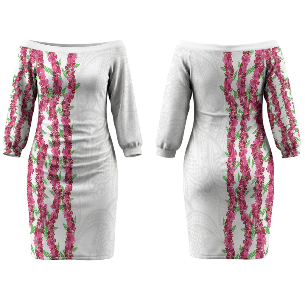 Hawaii Aalii Lei Couples Matching Off The Shoulder Long Sleeve Dress and Hawaiian Shirt Aalii Ku Makani