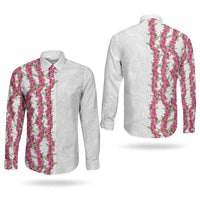 Hawaii Aalii Lei Couples Matching Puletasi and Long Sleeve Button Shirt Aalii Ku Makani