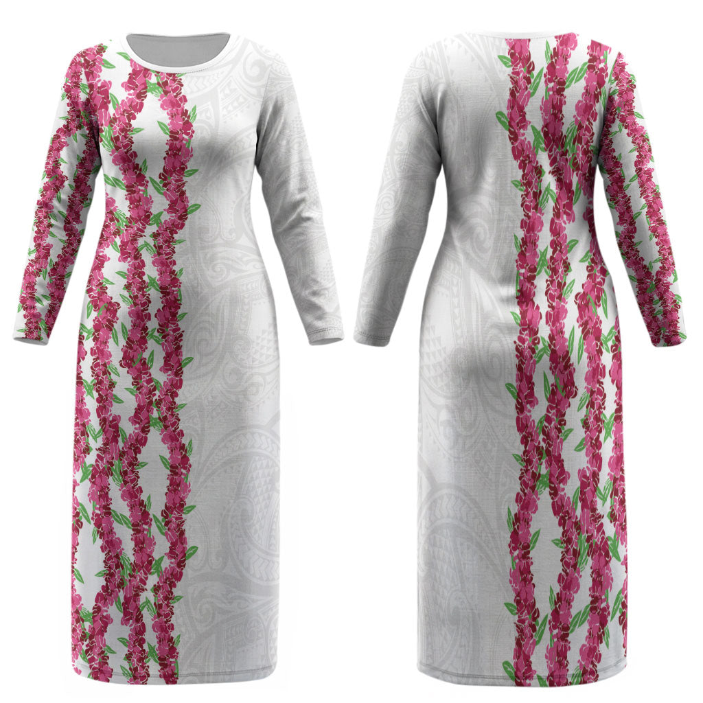 Hawaii Aalii Lei Family Matching Long Sleeve Bodycon Dress and Hawaiian Shirt Aalii Ku Makani